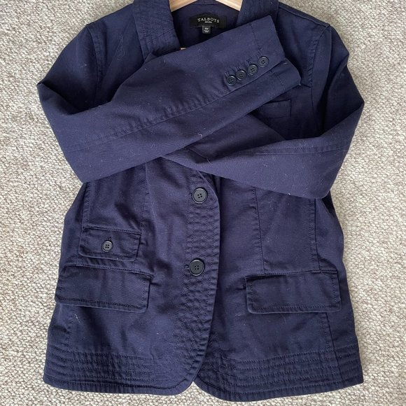 Talbots Button Down Navy Blazer Jacket Size 10p - Picture 3 of 7